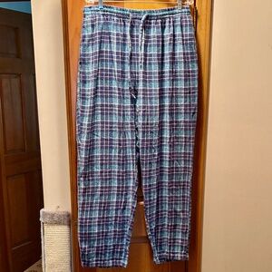 Vintage Plaid Blue Flannel Pajama Lounge Pants for Women Size 22 TALL